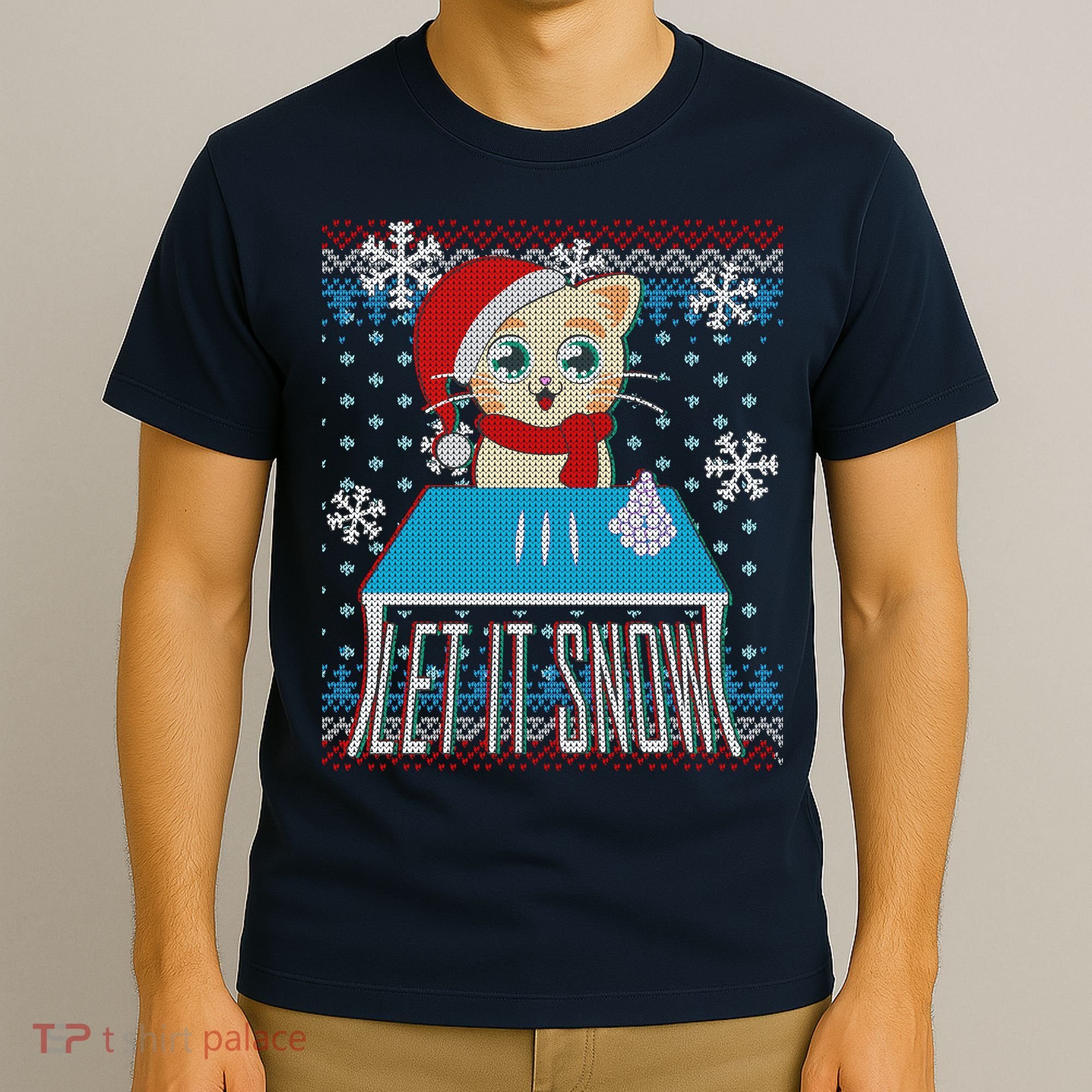 Funny X-Mas Let It Snow Cat Ugly Christmas Sweater T-Shirt