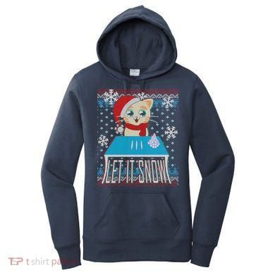 Funny X-Mas Let It Snow Cat Ugly Christmas Sweater Women's Hoodie