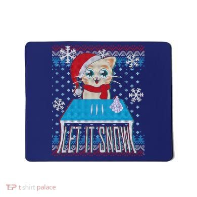 Funny X-Mas Let It Snow Cat Ugly Christmas Sweater Mousepad