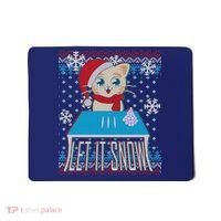 Funny X-Mas Let It Snow Cat Ugly Christmas Sweater Mousepad thumb 0