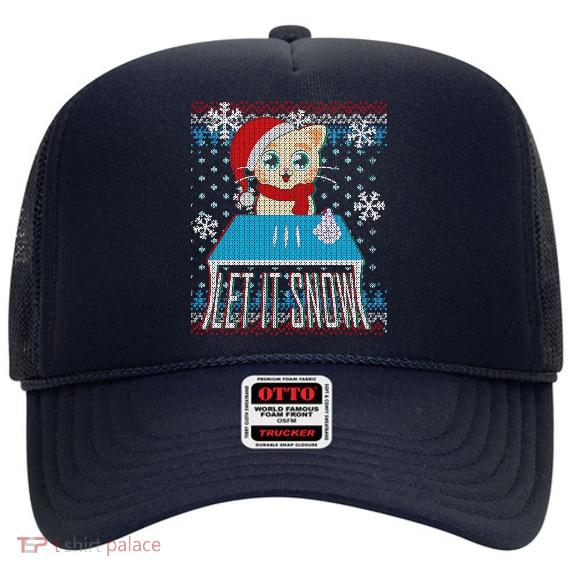 Funny X-Mas Let It Snow Cat Ugly Christmas Sweater Hat