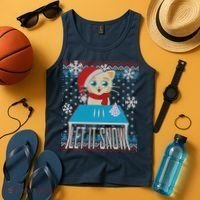 Funny X-Mas Let It Snow Cat Ugly Christmas Sweater Tank Top thumb 4