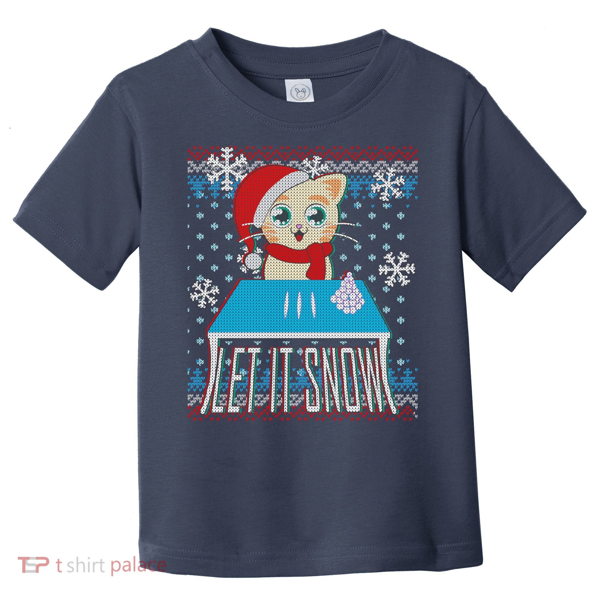 Funny X-Mas Let It Snow Cat Ugly Christmas Sweater Toddler T-Shirt