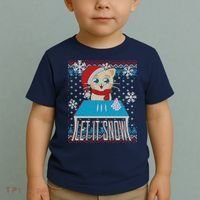 Funny X-Mas Let It Snow Cat Ugly Christmas Sweater Toddler T-Shirt thumb 2