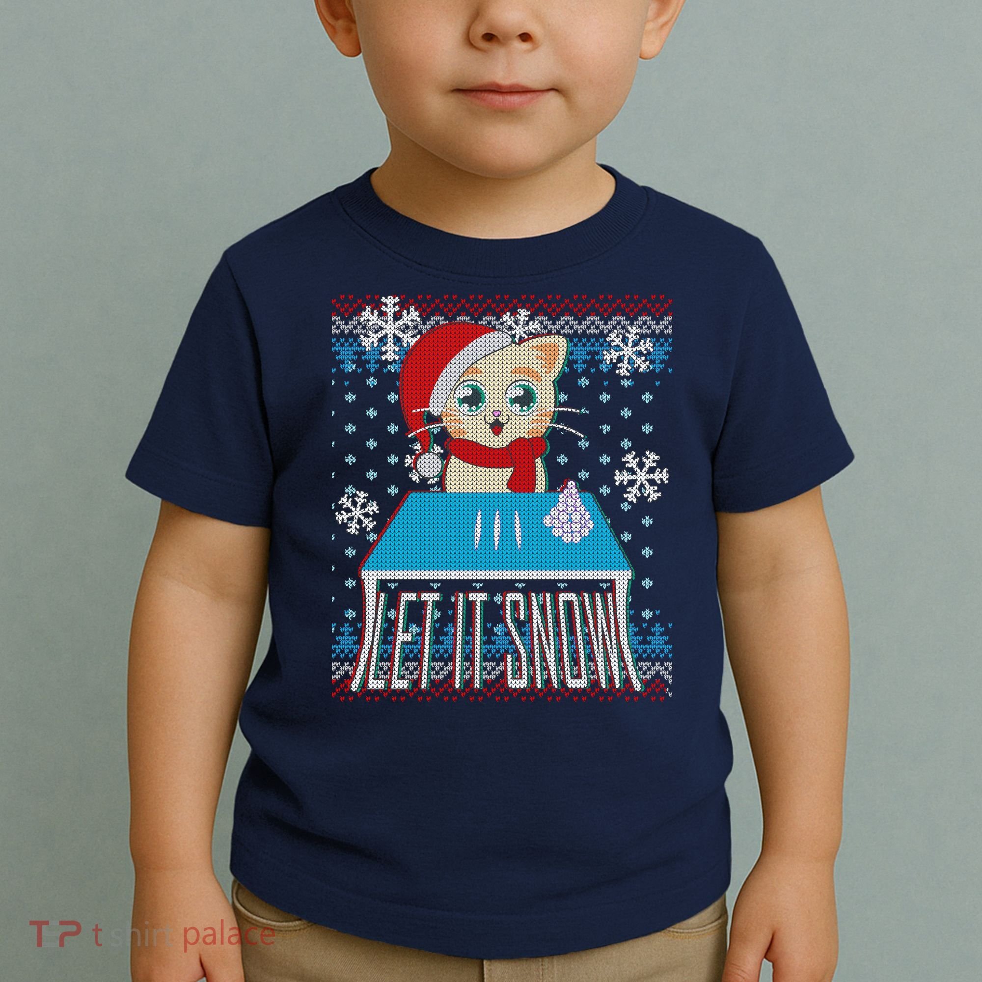 Funny X-Mas Let It Snow Cat Ugly Christmas Sweater Toddler T-Shirt