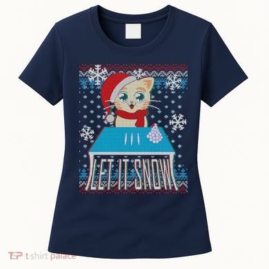 Funny X-Mas Let It Snow Cat Ugly Christmas Sweater Women's T-Shirt