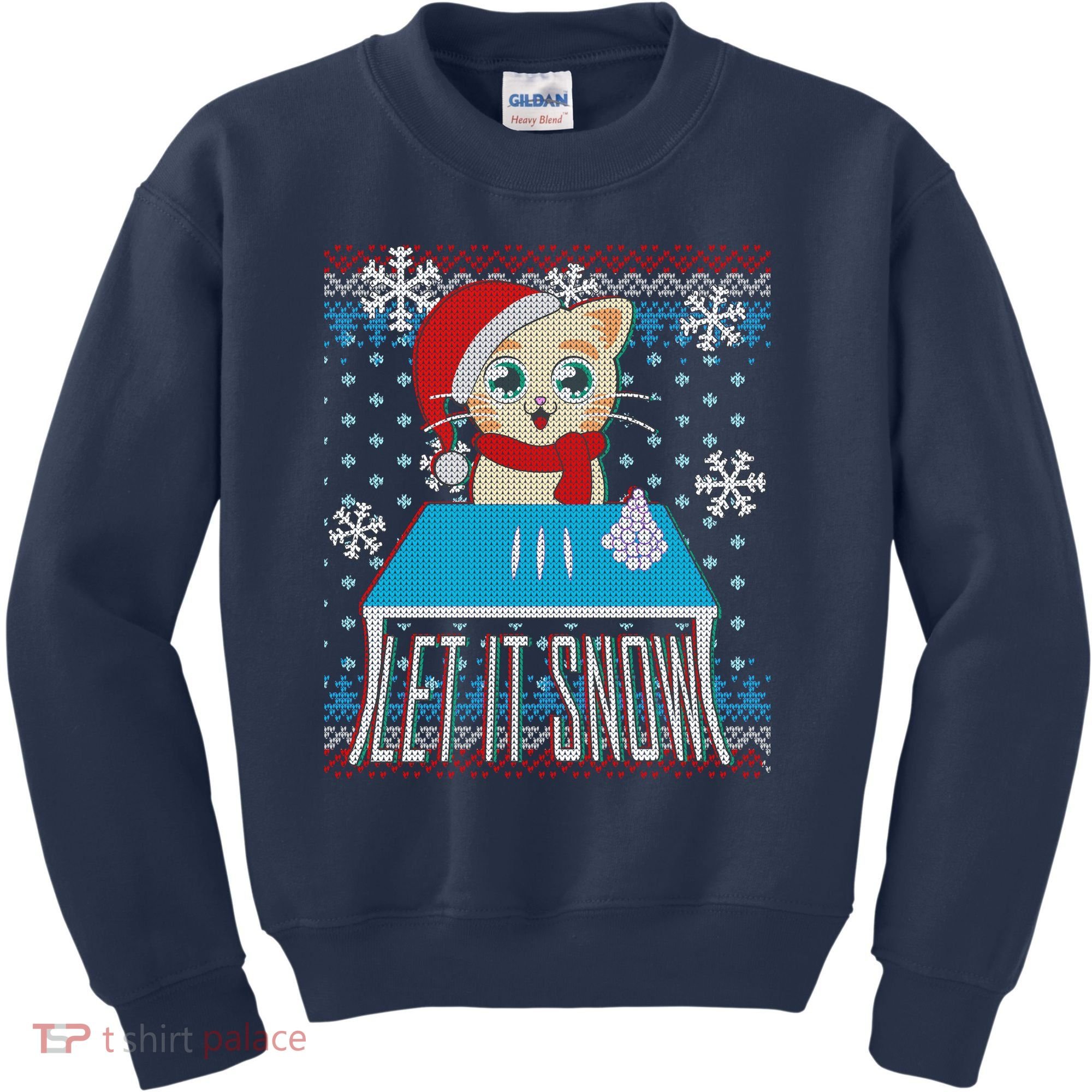 Funny X-Mas Let It Snow Cat Ugly Christmas Sweater Kids Sweatshirt