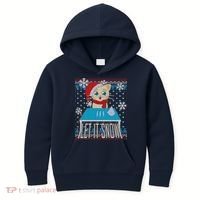 Funny X-Mas Let It Snow Cat Ugly Christmas Sweater Kids Hoodie thumb 0