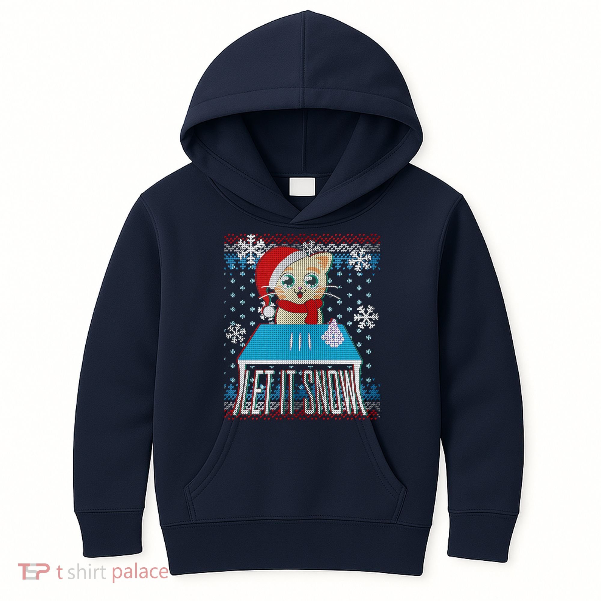 Funny X-Mas Let It Snow Cat Ugly Christmas Sweater Kids Hoodie