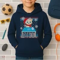 Funny X-Mas Let It Snow Cat Ugly Christmas Sweater Kids Hoodie thumb 2