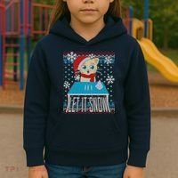 Funny X-Mas Let It Snow Cat Ugly Christmas Sweater Kids Hoodie thumb 3