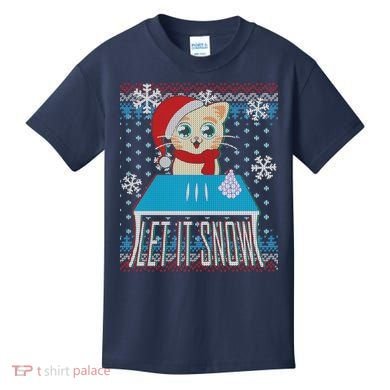 Funny X-Mas Let It Snow Cat Ugly Christmas Sweater Kids T-Shirt