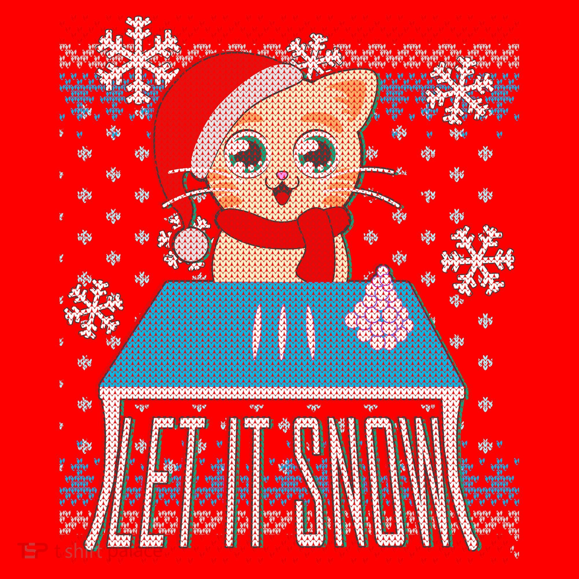 Funny X-Mas Let It Snow Cat Ugly Christmas Sweater Santa Hat