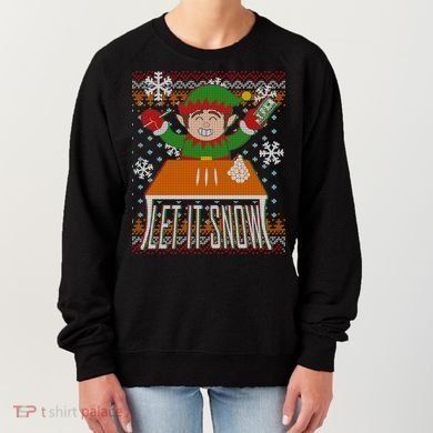 Funny X-Mas Let It Snow Elf Ugly Christmas Sweater Women's Sweatshirt