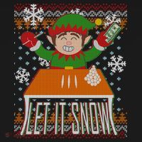 Funny X-Mas Let It Snow Elf Ugly Christmas Sweater USA-Made Doggie Bandana thumb 2