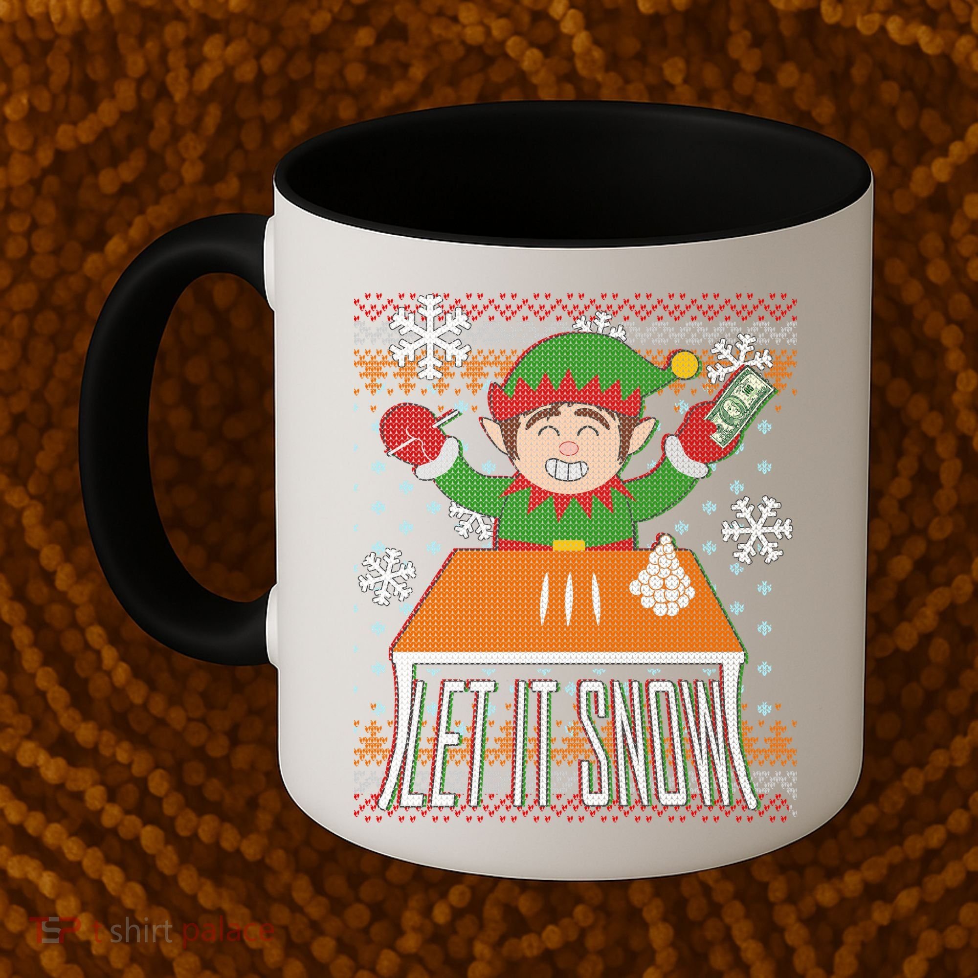Funny X-Mas Let It Snow Elf Ugly Christmas Sweater Coffee Mug