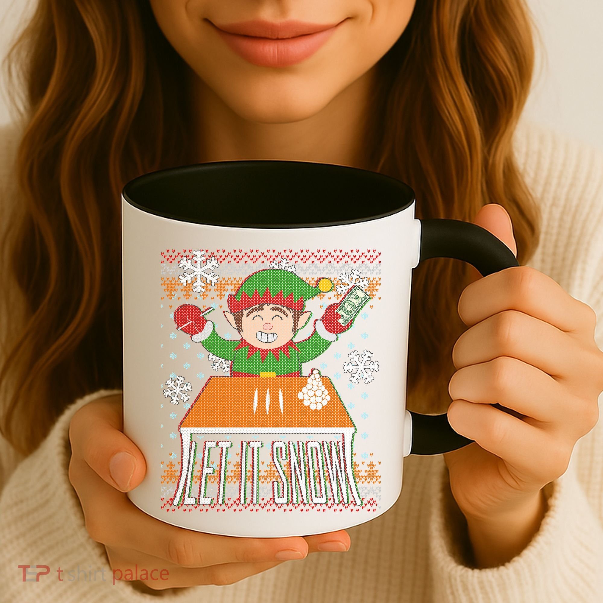 Funny X-Mas Let It Snow Elf Ugly Christmas Sweater Coffee Mug
