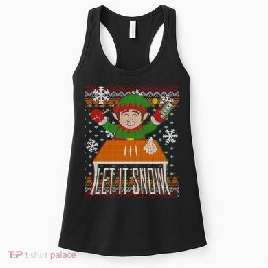 Funny X-Mas Let It Snow Elf Ugly Christmas Sweater Women's Tank Top