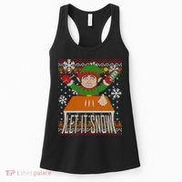Funny X-Mas Let It Snow Elf Ugly Christmas Sweater Women's Tank Top thumb 0