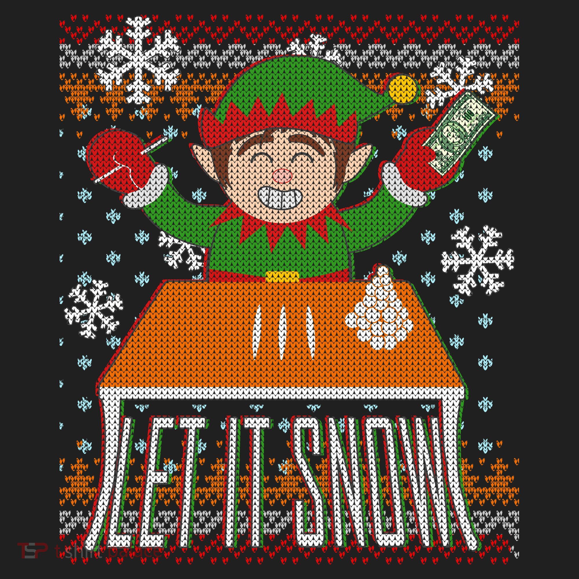 Funny X-Mas Let It Snow Elf Ugly Christmas Sweater Hat