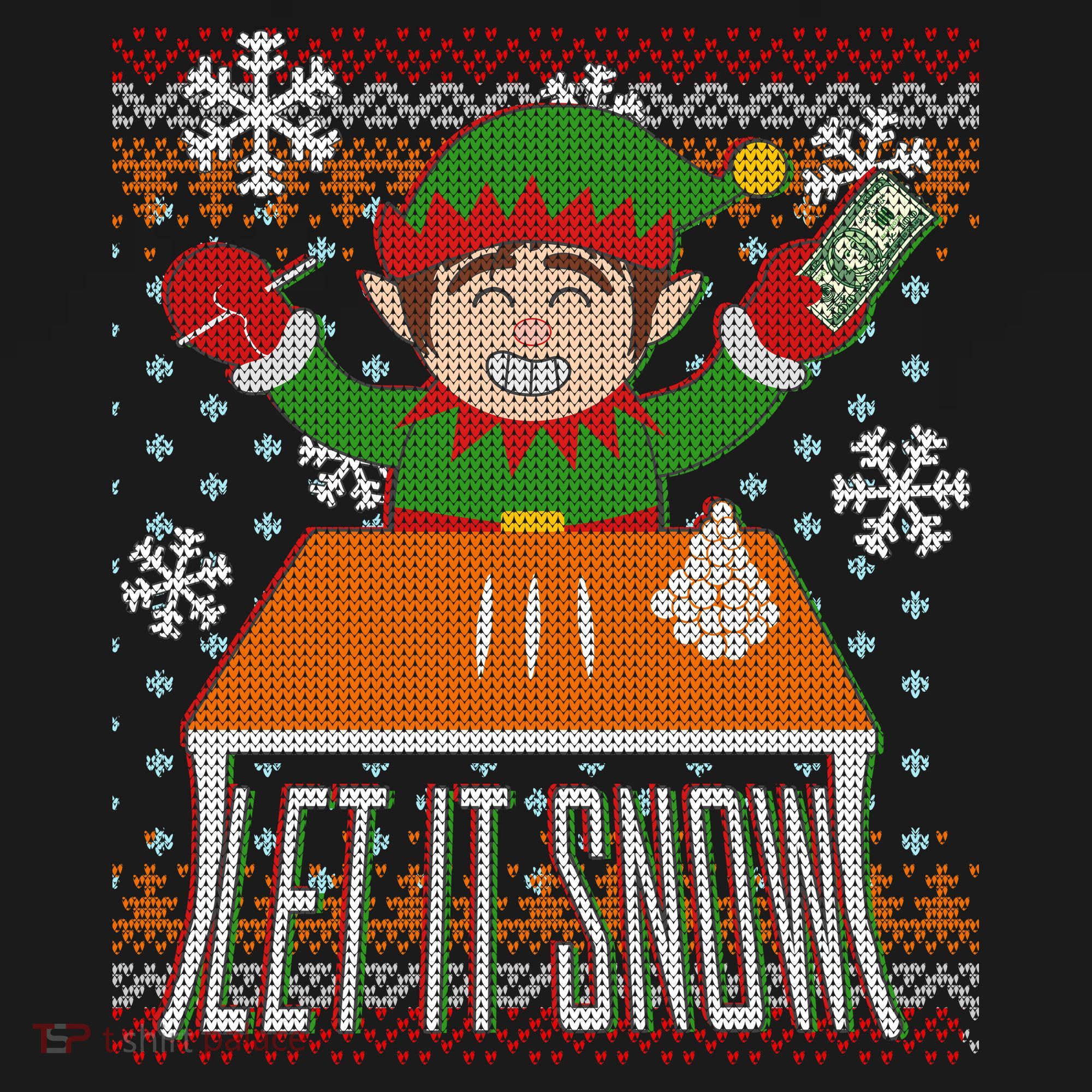 Funny X-Mas Let It Snow Elf Ugly Christmas Sweater Toddler Hoodie