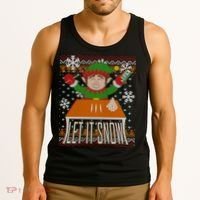 Funny X-Mas Let It Snow Elf Ugly Christmas Sweater Tank Top thumb 3