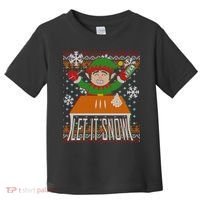 Funny X-Mas Let It Snow Elf Ugly Christmas Sweater Toddler T-Shirt thumb 0