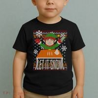 Funny X-Mas Let It Snow Elf Ugly Christmas Sweater Toddler T-Shirt thumb 2