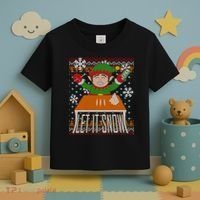 Funny X-Mas Let It Snow Elf Ugly Christmas Sweater Toddler T-Shirt thumb 3