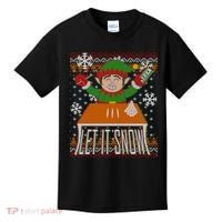 Funny X-Mas Let It Snow Elf Ugly Christmas Sweater Kids T-Shirt thumb 0