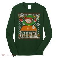 Funny X-Mas Let It Snow Elf Ugly Christmas Sweater Long Sleeve Shirt thumb 0
