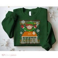 Funny X-Mas Let It Snow Elf Ugly Christmas Sweater Sweatshirt thumb 2