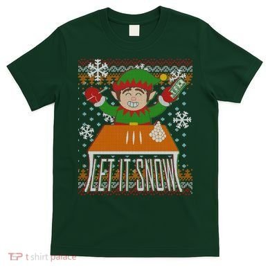 Funny X-Mas Let It Snow Elf Ugly Christmas Sweater T-Shirt