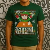 Funny X-Mas Let It Snow Elf Ugly Christmas Sweater T-Shirt thumb 3