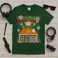 Funny X-Mas Let It Snow Elf Ugly Christmas Sweater T-Shirt thumb 5