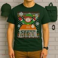 Funny X-Mas Let It Snow Elf Ugly Christmas Sweater T-Shirt thumb 6