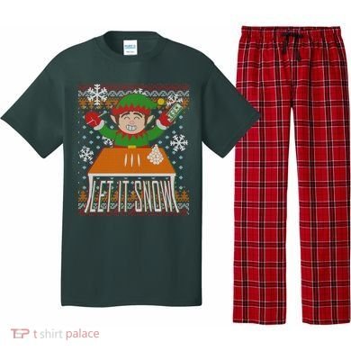 Funny X-Mas Let It Snow Elf Ugly Christmas Sweater Pajama Set