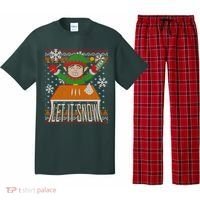 Funny X-Mas Let It Snow Elf Ugly Christmas Sweater Pajama Set thumb 0