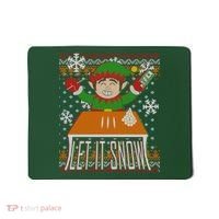 Funny X-Mas Let It Snow Elf Ugly Christmas Sweater Mousepad thumb 0