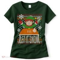 Funny X-Mas Let It Snow Elf Ugly Christmas Sweater Women's T-Shirt thumb 0