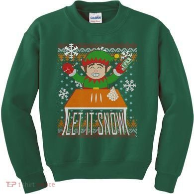 Funny X-Mas Let It Snow Elf Ugly Christmas Sweater Kids Sweatshirt