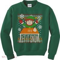 Funny X-Mas Let It Snow Elf Ugly Christmas Sweater Kids Sweatshirt thumb 0