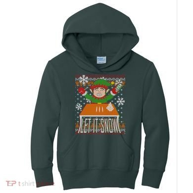 Funny X-Mas Let It Snow Elf Ugly Christmas Sweater Kids Hoodie
