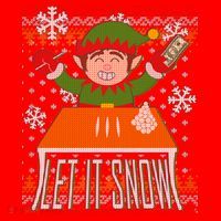 Funny X-Mas Let It Snow Elf Ugly Christmas Sweater Santa Hat thumb 1