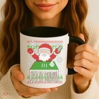 Funny X-Mas Let It Snow Santa Ugly Christmas Sweater Coffee Mug thumb 3
