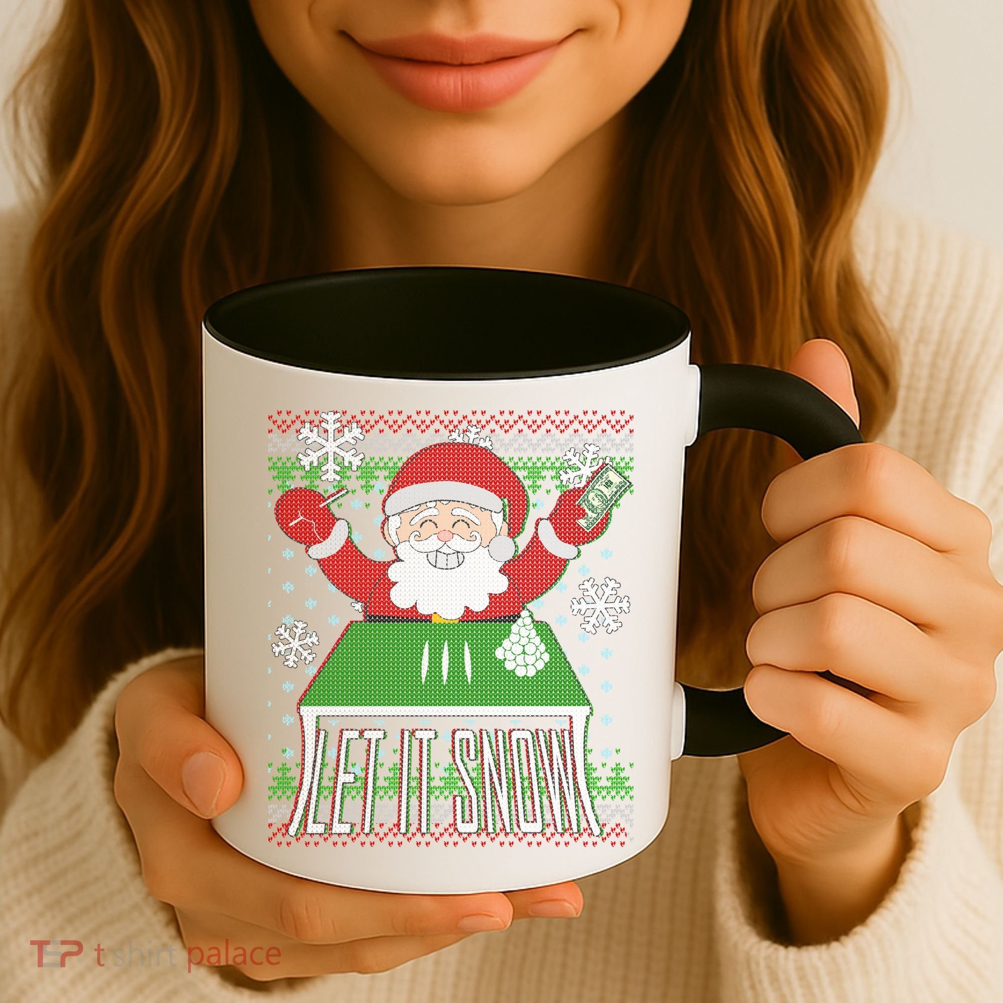 Funny X-Mas Let It Snow Santa Ugly Christmas Sweater Coffee Mug