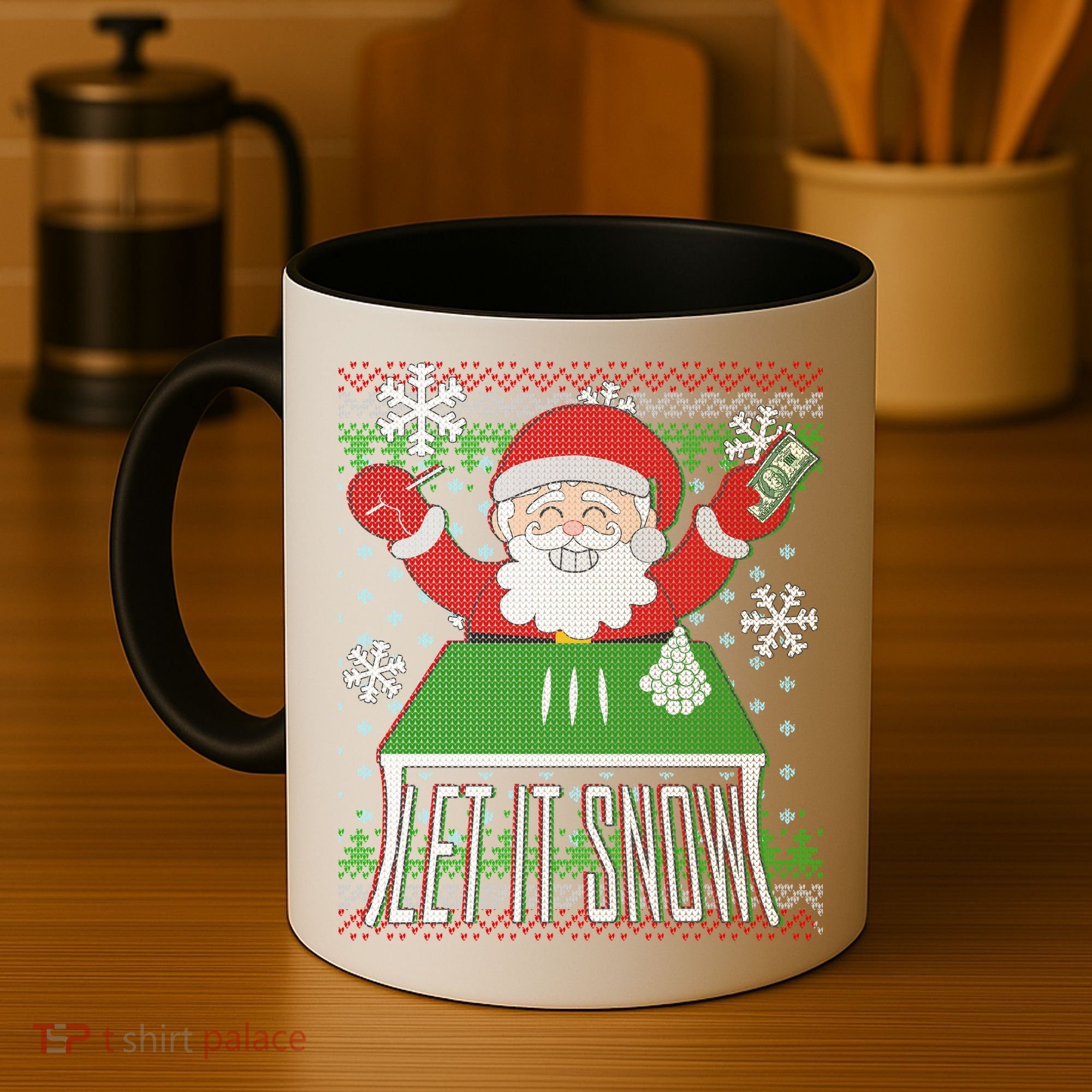 Funny X-Mas Let It Snow Santa Ugly Christmas Sweater Coffee Mug