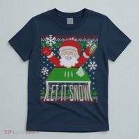 Funny X-Mas Let It Snow Santa Ugly Christmas Sweater T-Shirt thumb 5