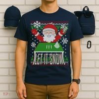 Funny X-Mas Let It Snow Santa Ugly Christmas Sweater T-Shirt thumb 6