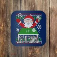 Funny X-Mas Let It Snow Santa Ugly Christmas Sweater Coaster thumb 0